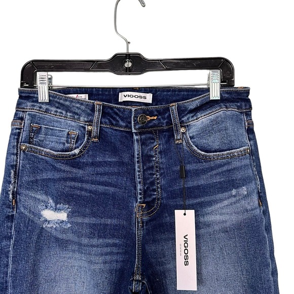 VIGOSS Frankie High Rise Slim Straight Distressed Jeans Size 29 Style# VC-P01704 - Picture 4 of 9